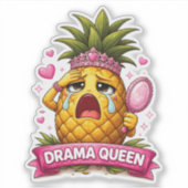 Drama Queen Pineapple Custom-Cut Vinyl Sticker (Vorderseite)
