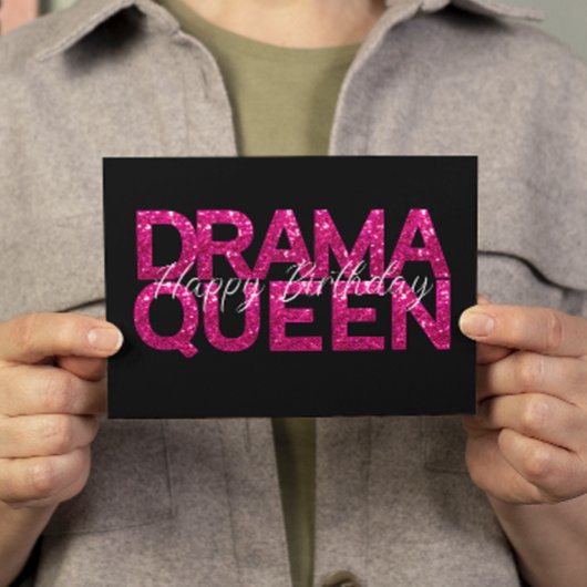 Drama Queen Pink Glitzer Geburtstagkarte Karte
