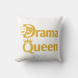 Dramakönigin – Kronen- und Theatermaskendesign Kissen