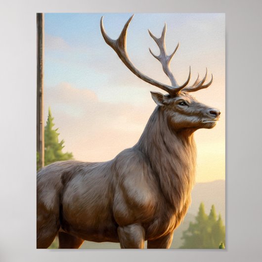 Dramatic Animal Art: Robust Reindeer Portrait Poster (Vorne)