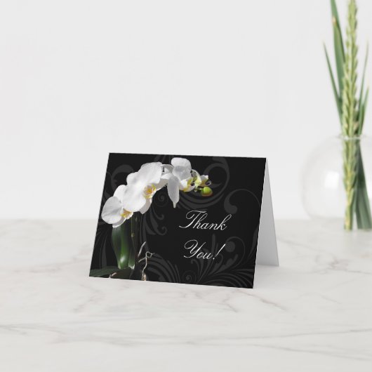 Dramatic Black and White Orchid Thank You Cards Dankeskarte (Vorderseite)
