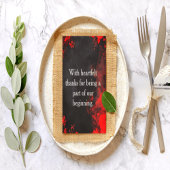 Dramatic Black & Red Floral Wedding Thank You Dankeskarte