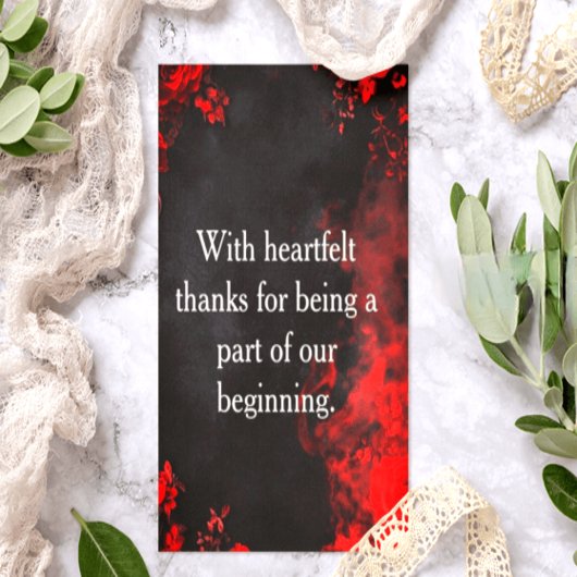 Dramatic Black & Red Floral Wedding Thank You Dankeskarte