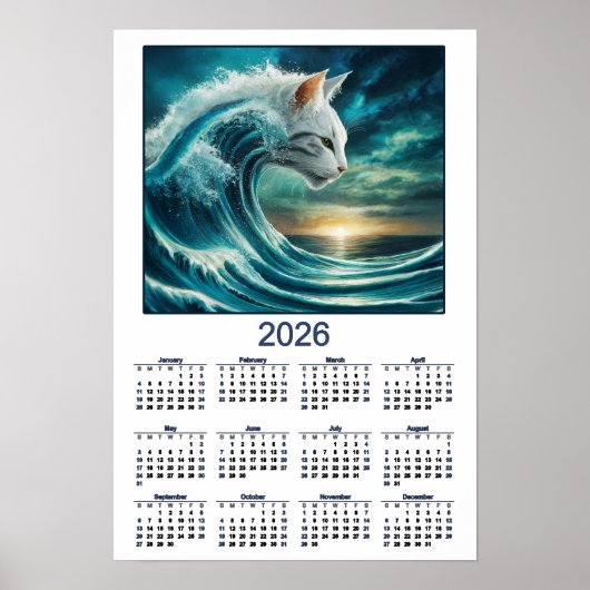 Dramatic Cat and Ocean 2026 Poster (Vorne)