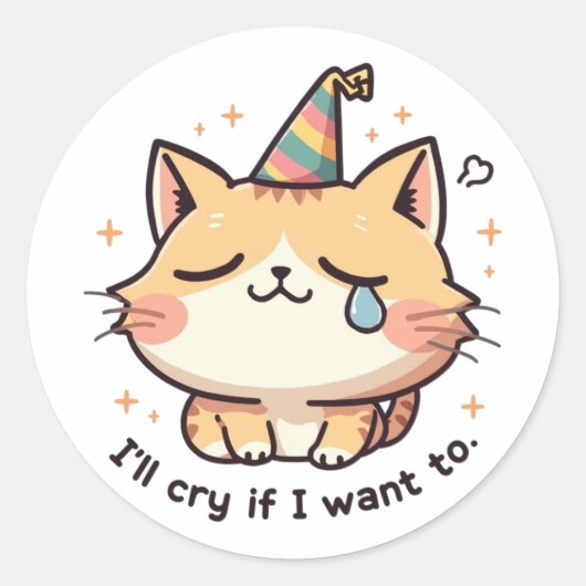 Dramatic Cat Crying Party Sticker - Relatable Humo (Vorderseite)
