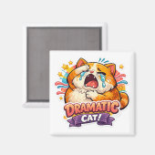 Dramatic Cat Funny Crying Cartoon Art Reaction Magnet (Vorderseite/Rückseite)