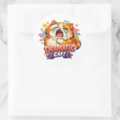 Dramatic Cat Funny Crying Cartoon Art Reaction Runder Aufkleber (Tasche)