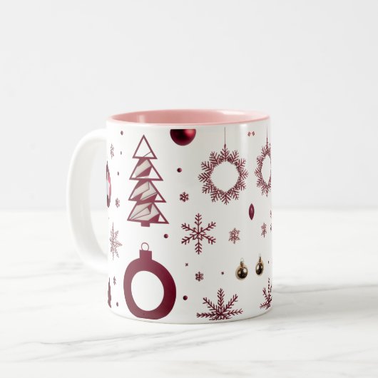 Dramatic Deep Red Geometric Layered Tree Zweifarbige Tasse (Vorderseite Links)