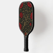Dramatic Floral Red Romantic Spanish Scrolls Pickleball Schläger (Links)