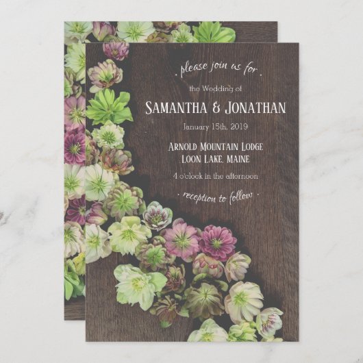 DRAMATIC Garden Hellebore Hochzeit Einladung (Vorne/Hinten)