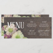 DRAMATIC Garden Hellebore Holz und White Menu Kart Menükarte (Vorne/Hinten)