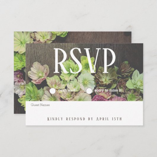 DRAMATIC Garden Hellebore Wood RSVP Karte (Vorne/Hinten)