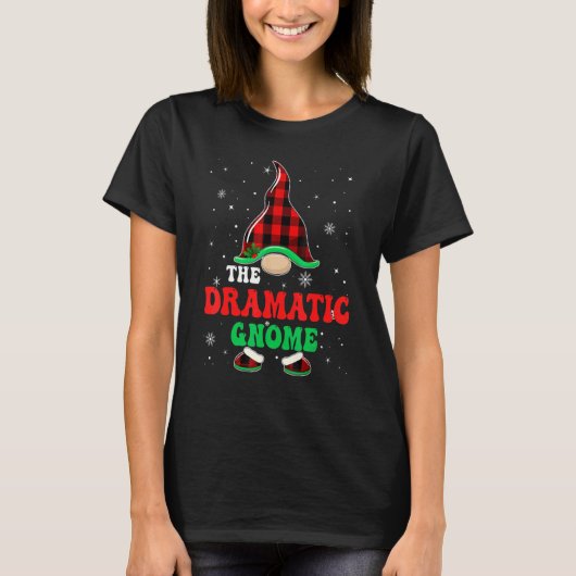 Dramatic Gnome Buffalo Plaid Matching Christmas Gr T-Shirt (Vorderseite)