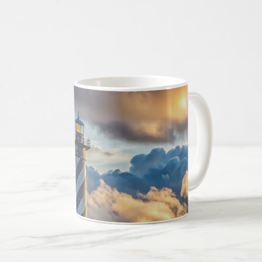 Dramatic Lighthouse Seascape with Stormy Waves Kaffeetasse (VorderseiteRechts)
