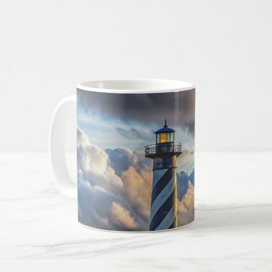 Dramatic Lighthouse Seascape with Stormy Waves Kaffeetasse (Vorderseite Links)