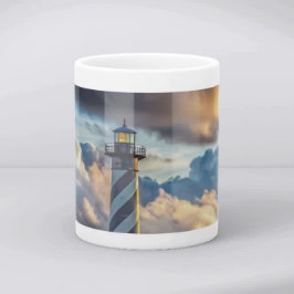 Dramatic Lighthouse Seascape with Stormy Waves Kaffeetasse