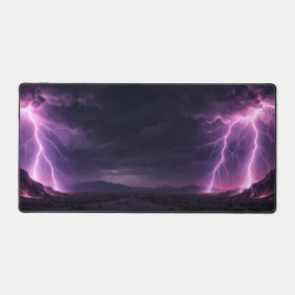 Dramatic Lightning Storm Desert Horizon Desk Mat Schreibtischunterlage