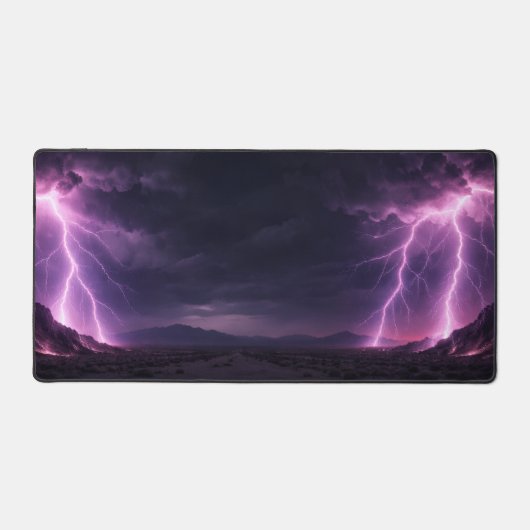 Dramatic Lightning Storm Desert Horizon Desk Mat Schreibtischunterlage (Vorderseite)