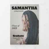 Dramatic Magazine Style Graduation Party Dreifach Gefaltete Einladung (Cover)