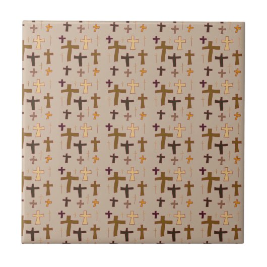 Dramatic Multicolored Christian Crosses on Beige Fliese (Vorderseite)