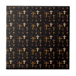 Dramatic Multicolored Christian Crosses on Black Fliese