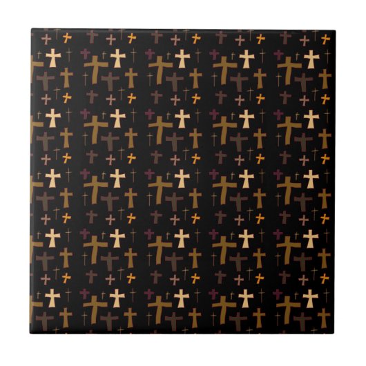 Dramatic Multicolored Christian Crosses on Black Fliese (Vorderseite)
