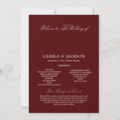  Dramatic Opera Burgundy Wedding Flat Program Einladung (Vorderseite)