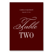 Dramatic Opera Burgundy Wedding  Tischnummer (Rückseite)