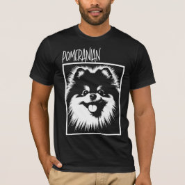 Dramatic Pop Art Pomeranian White On Black T-Shirt