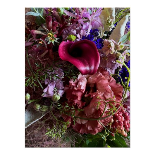 Dramatic Purple Floral Elegance Art Poster (Vorderseite)