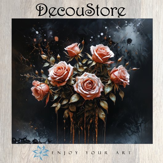 Dramatic Roses in Bloom Decoupage Seidenpapier