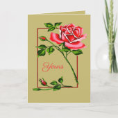 Dramatic Single Red Rose With Border Karte (Vorderseite)