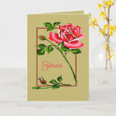 Dramatic Single Red Rose With Border Karte (Gelbe Blume)