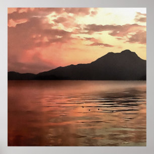 Dramatic Sunset At Koycegiz Landscape Art Poster