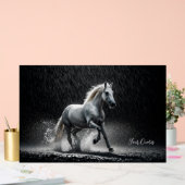 Dramatic White Horse Galloping in Rain Acrylschild (Hochzeit)