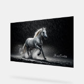 Dramatic White Horse Galloping in Rain Acrylschild (Winkel)