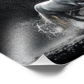 Dramatic White Horse Galloping in Rain Fotodruck (Ecke)