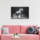 Dramatic White Horse Galloping in Rain Leinwanddruck (Insitu (Wohnzimmer))