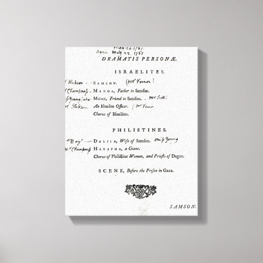 Dramatis Personae für Samson Leinwanddruck (Vorderseite)