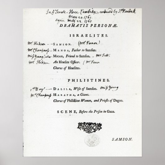 Dramatis Personae für Samson Poster (Vorne)
