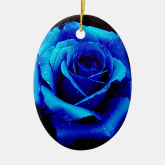 Dramatisch Blaue Rose Keramik Ornament (Vorne)