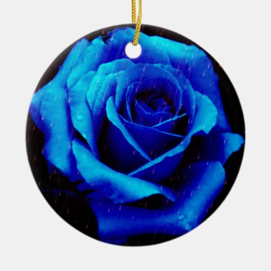 Dramatisch Blaue Rose Keramikornament (Vorne)
