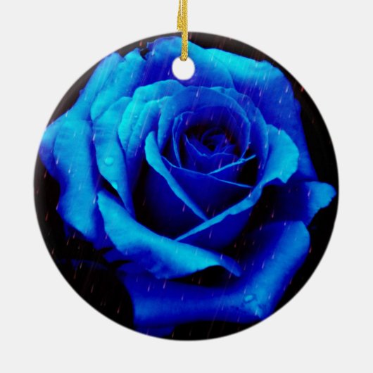 Dramatisch Blaue Rose Keramikornament (Hinten)