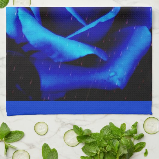 Dramatisch Blaue Rose Küchentuch (Gefaltet)