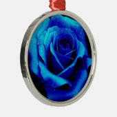 Dramatisch Blaue Rose Silbernes Ornament (Rechts)