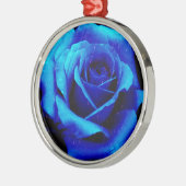 Dramatisch Blaue Rose Silbernes Ornament (Links)