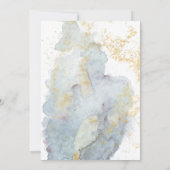 Dramatisch Blue Ombre Wasserfarben Gold Lines Hoch Einladung (Rückseite)