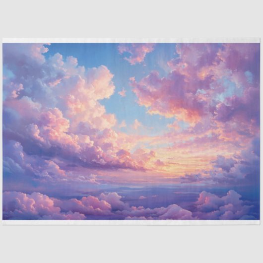 Dramatisch farbenfrohe Pastel Wolken Himmel Decoup Seidenpapier (Vorderseite)