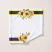 Dramatisch gelbe Sonnenblumen auf Schwarz & Weiß Badhandtuch Set (Waschlappen)