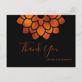 Dramatisch Kupfer Blume auf Black Danke Postcard Postkarte